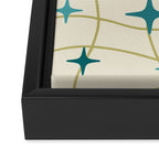Mid Century Modern Cosmic Star Pattern 693 Cream Turquoise Olive Framed Canvas Print Gallery Image 3