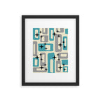 Mid Century Modern Decoration Kitsch 223 Blue and Gray Framed Art Print Gallery Image 6