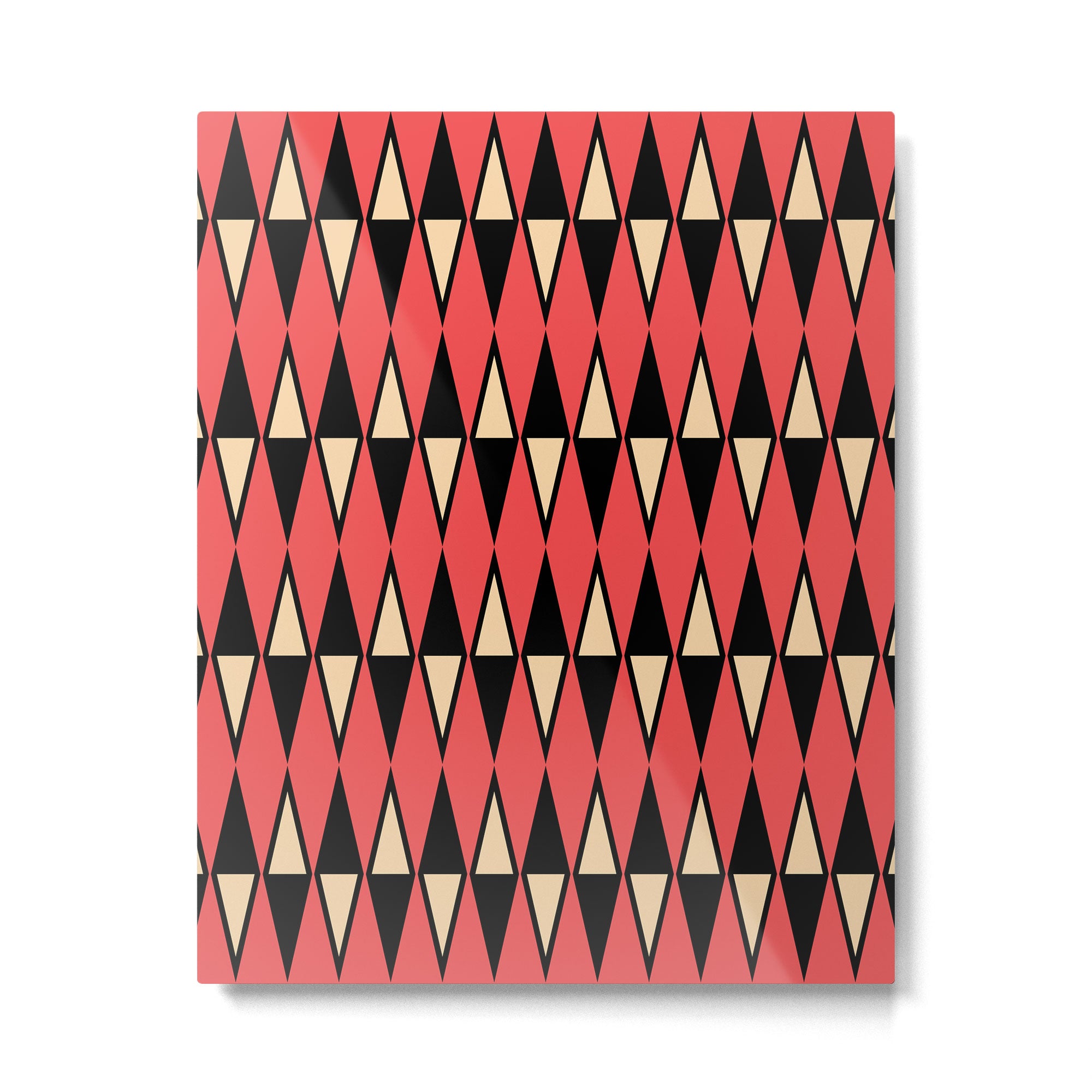 Mid Century Modern Diamond Pattern Red Black cream 231 Metal Print Gallery Image 6