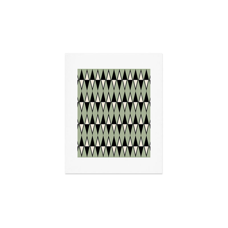 Mid Century Modern Diamond Pattern Sage Green 234 Art Print Gallery Image 1