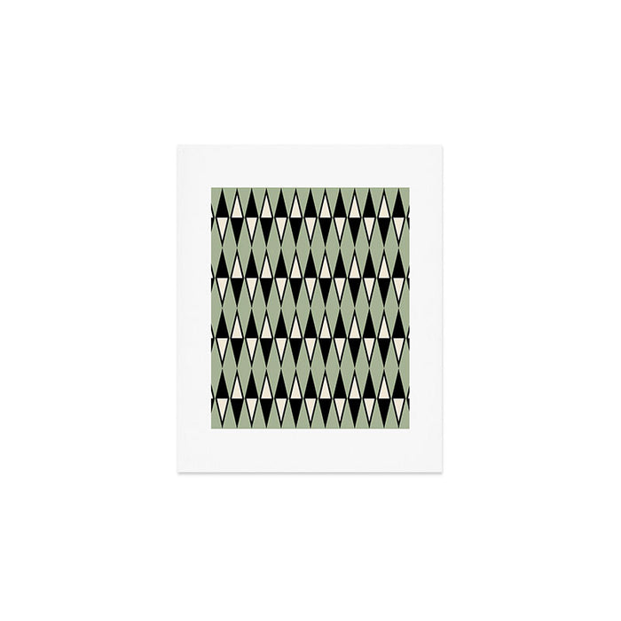 Mid Century Modern Diamond Pattern Sage Green 234 Art Print Gallery Image 1