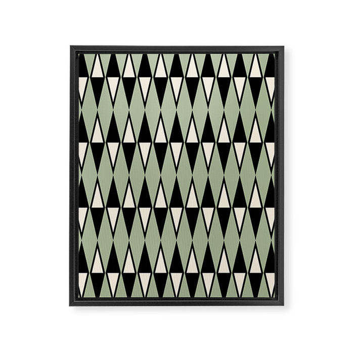 Mid Century Modern Diamond Pattern Sage Green 234 Framed Canvas Print Gallery Image 1