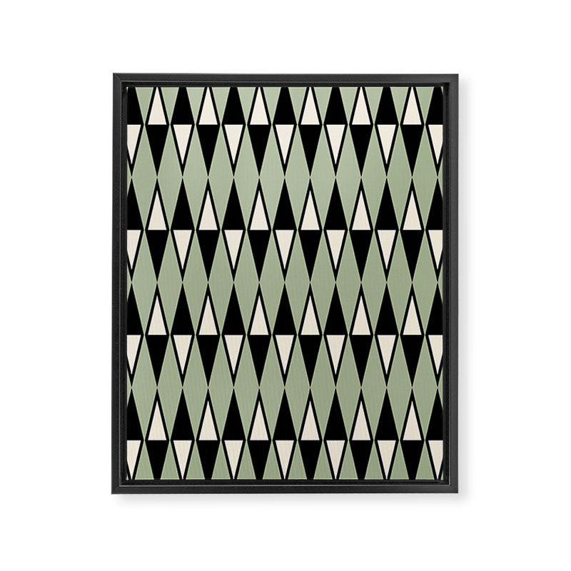 Mid Century Modern Diamond Pattern Sage Green 234 Framed Canvas Print Gallery Image 8