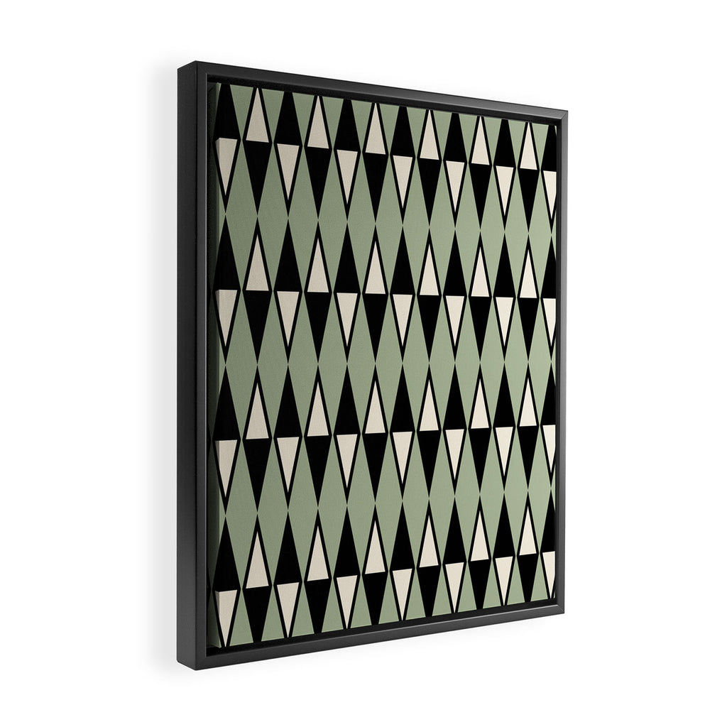 Mid Century Modern Diamond Pattern Sage Green 234 Framed Canvas Print Gallery Image 2
