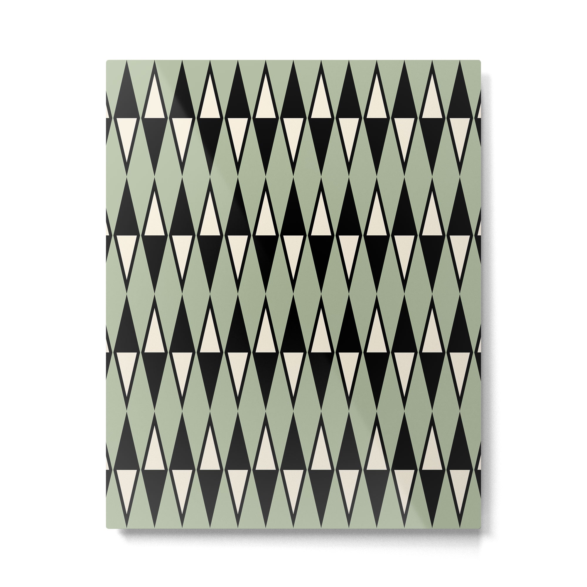 Mid Century Modern Diamond Pattern Sage Green 234 Metal Print Gallery Image 6