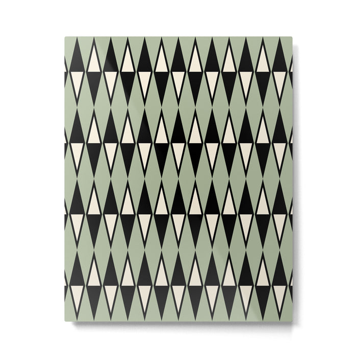 Mid Century Modern Diamond Pattern Sage Green 234 Metal Print Gallery Image 1