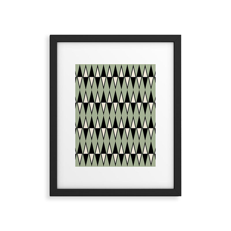 Mid Century Modern Diamond Pattern Sage Green 234 Framed Art Print Gallery Image 6