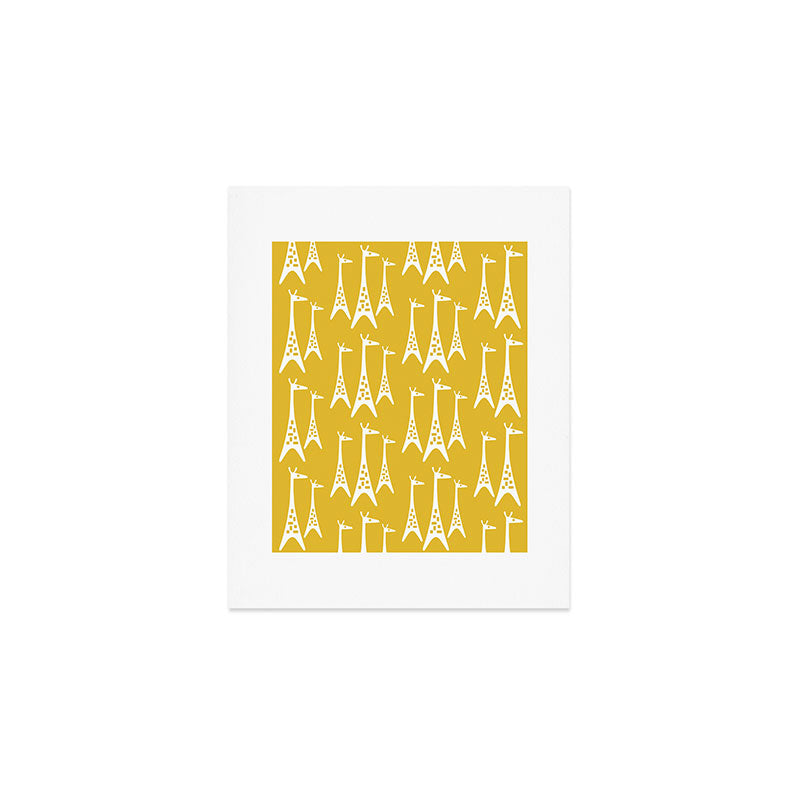 Mid Century Modern Giraffe Pattern 221 Mustard Yellow Art Print Gallery Image 1