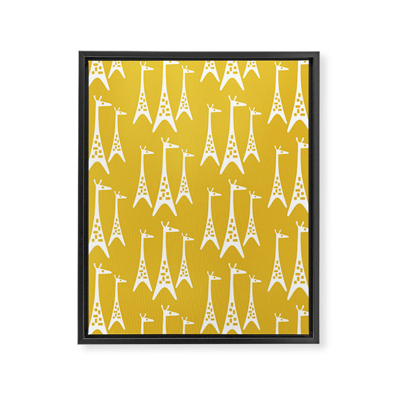 Mid Century Modern Giraffe Pattern 221 Mustard Yellow Framed Canvas Print Gallery Image 8