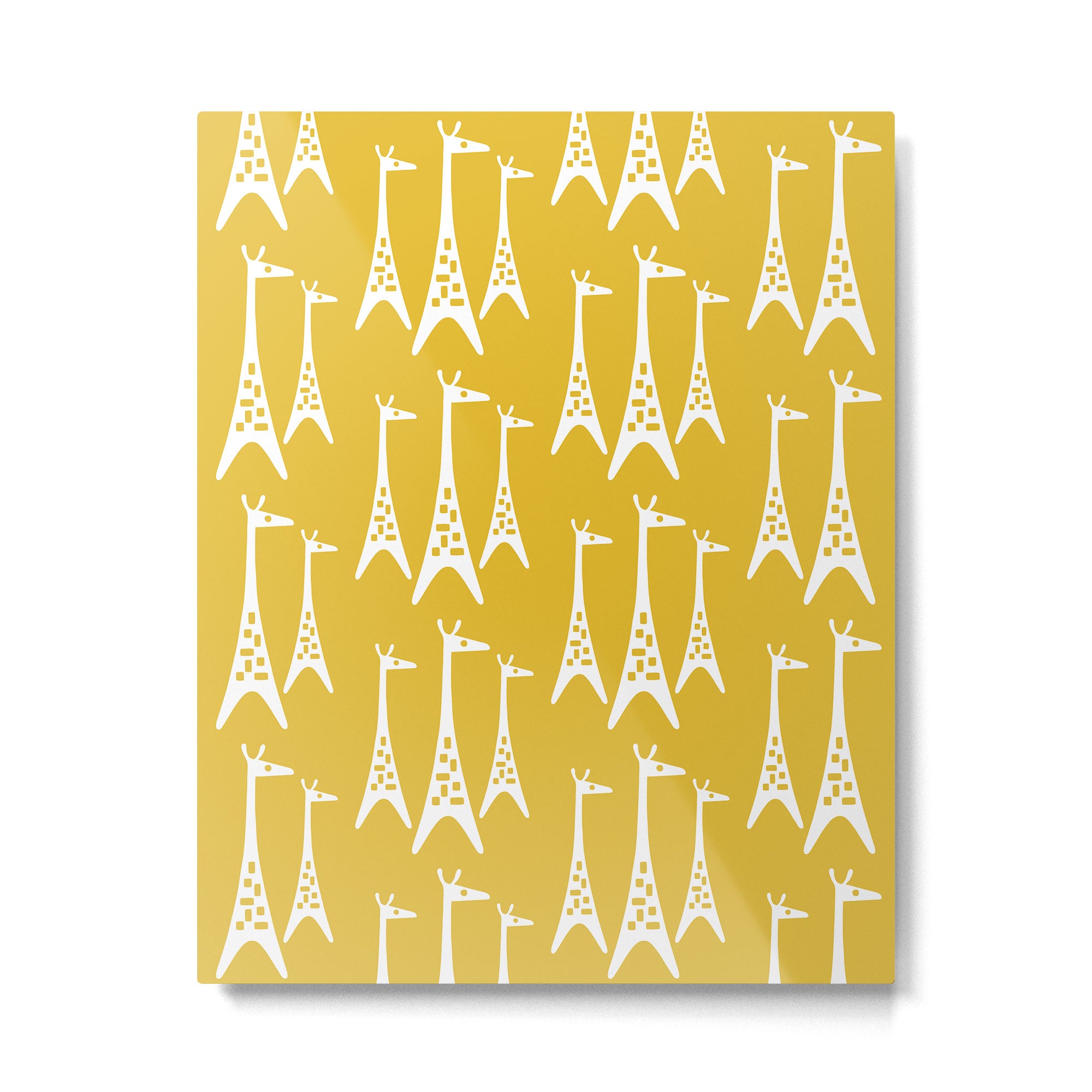 Mid Century Modern Giraffe Pattern 221 Mustard Yellow Metal Print Gallery Image 6