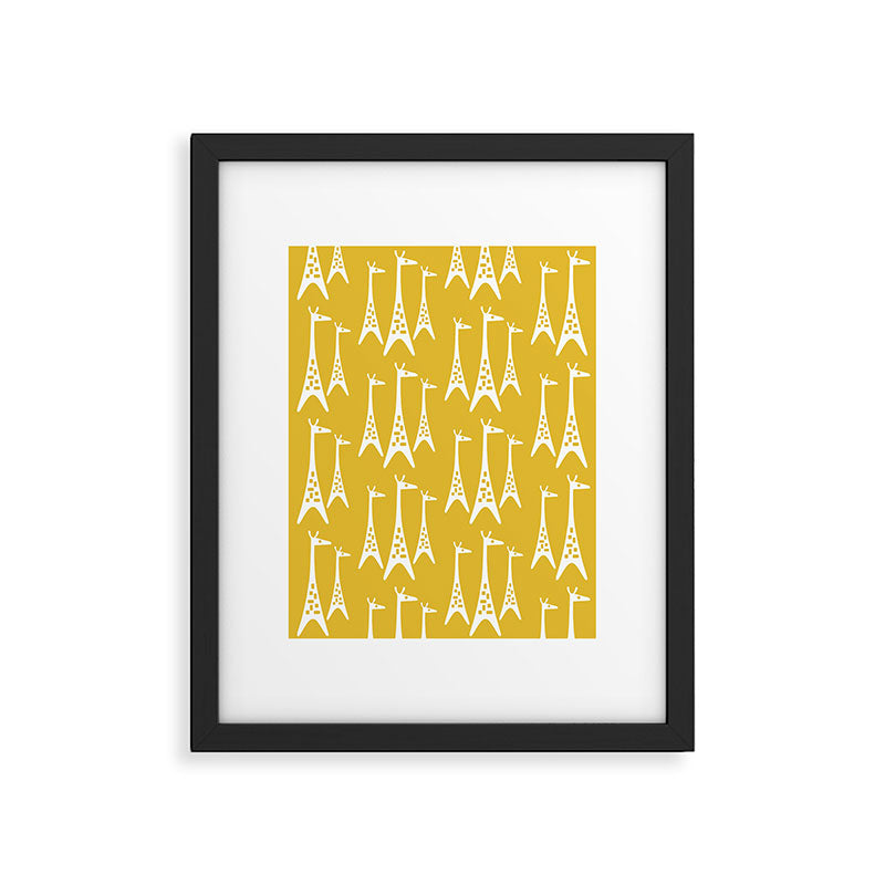 Mid Century Modern Giraffe Pattern 221 Mustard Yellow Framed Art Print Gallery Image 4