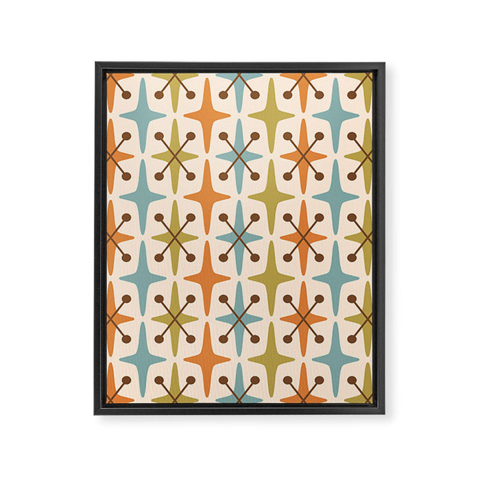 Mid Century Modern Googie Star Pattern Mid Mod Framed Canvas Print Gallery Image 1