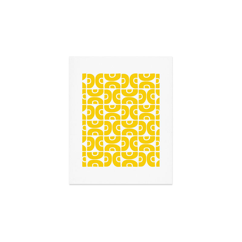 Mid Century Modern Pattern Yellow Art Print Gallery Image 1