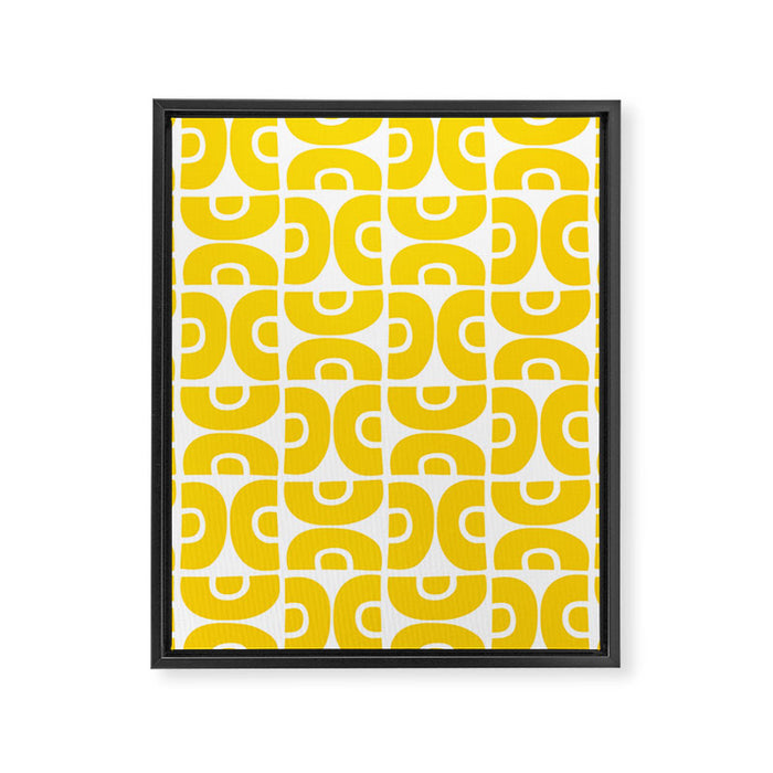 Mid Century Modern Pattern Yellow Framed Canvas Print Gallery Image 1