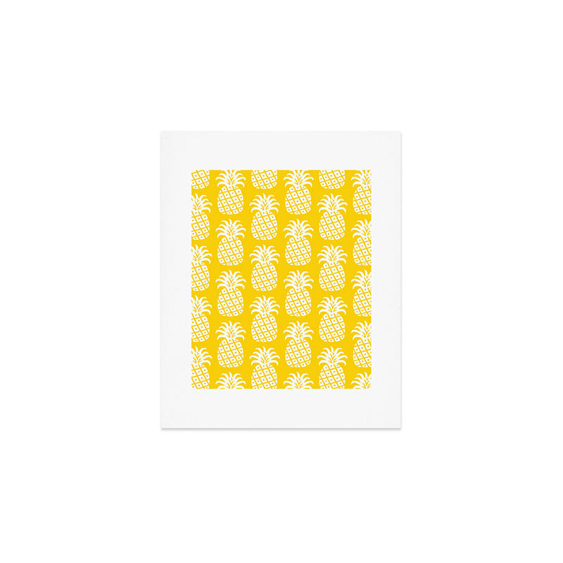 Mid Century Modern Pineapple Pattern Yellow Art Print Gallery Image 1