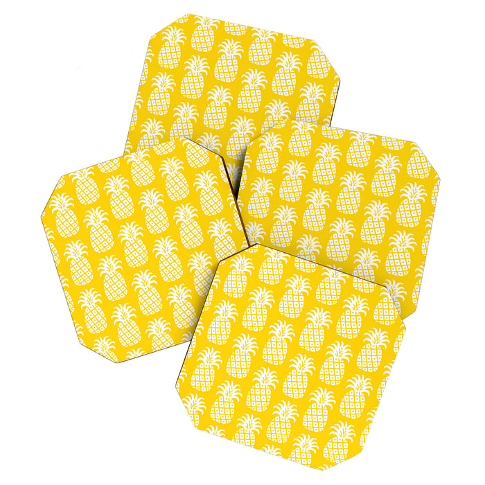 Mid Century Modern Pineapple Pattern Yellow Coaster Gallery Image 1