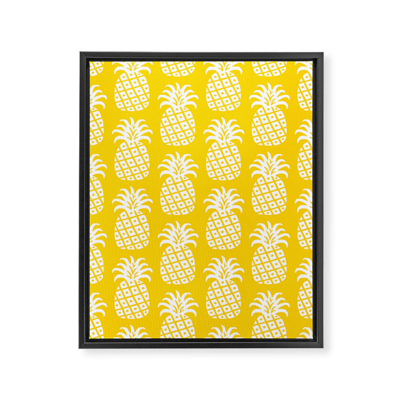 Mid Century Modern Pineapple Pattern Yellow Framed Canvas Print Gallery Image 8
