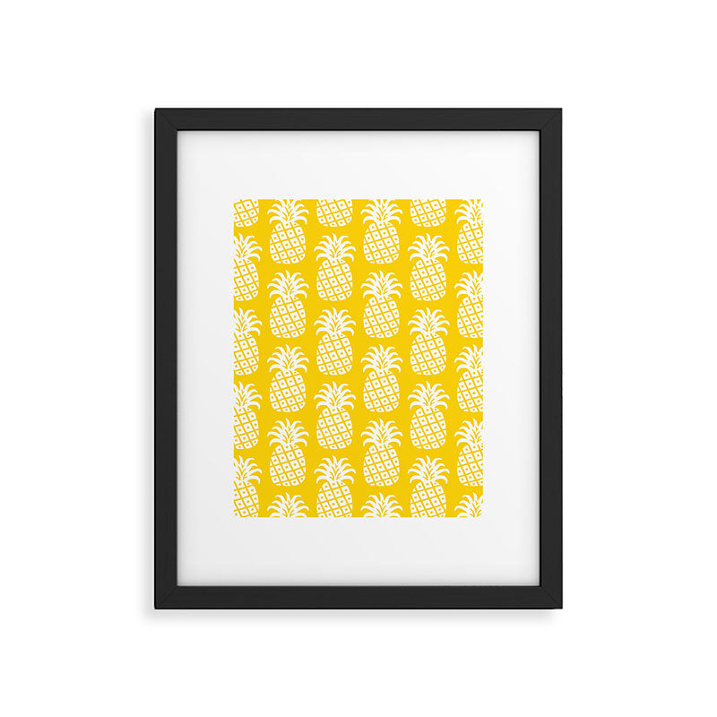 Mid Century Modern Pineapple Pattern Yellow Framed Art Print Gallery Image 6