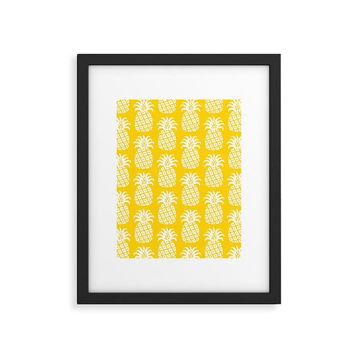 Mid Century Modern Pineapple Pattern Yellow Framed Art Print Gallery Image 1