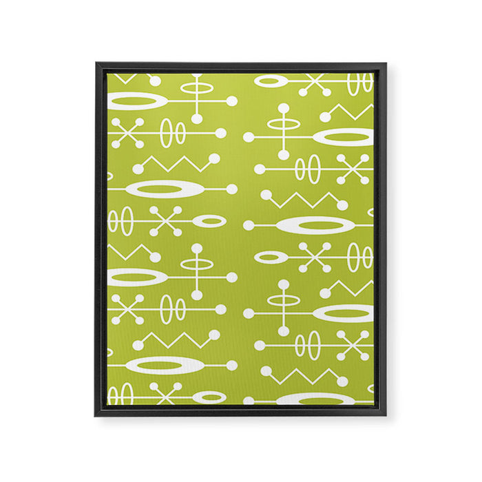 Mid Century Modern Radioactive Surfer 251 Chartreuse Framed Canvas Print Gallery Image 1