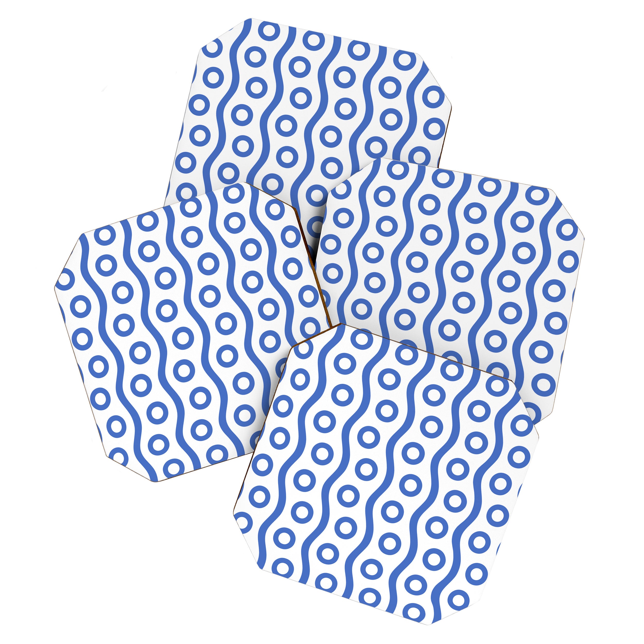 Mid Century Modern Rising Bubbles Pattern Blue 2 Coaster Gallery Image 1