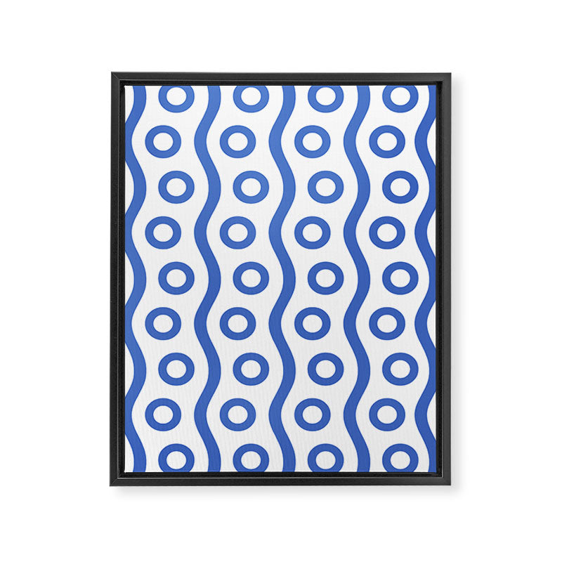 Mid Century Modern Rising Bubbles Pattern Blue 2 Framed Canvas Print Gallery Image 8