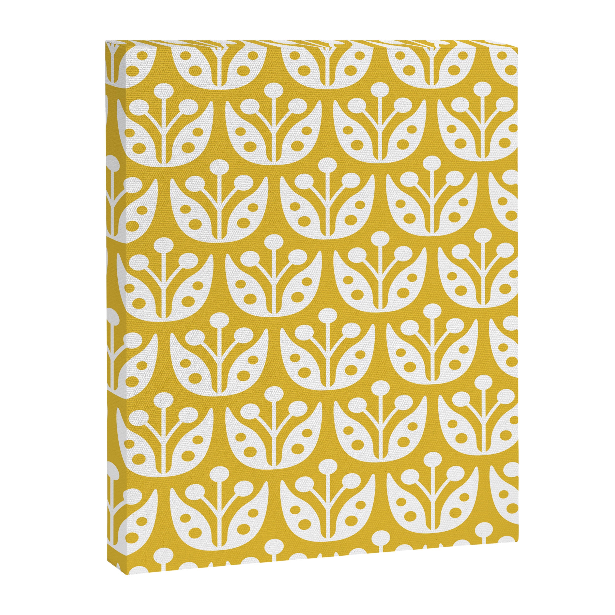Mid Century Modern Scandinavian Floral Pattern Mustard Yellow Canvas Print Gallery Image 8