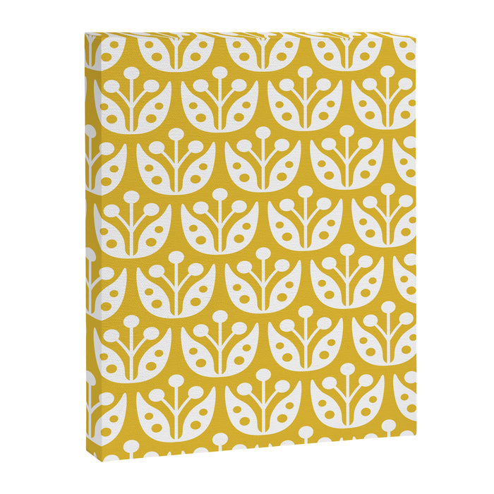 Mid Century Modern Scandinavian Floral Pattern Mustard Yellow Canvas Print Gallery Image 1
