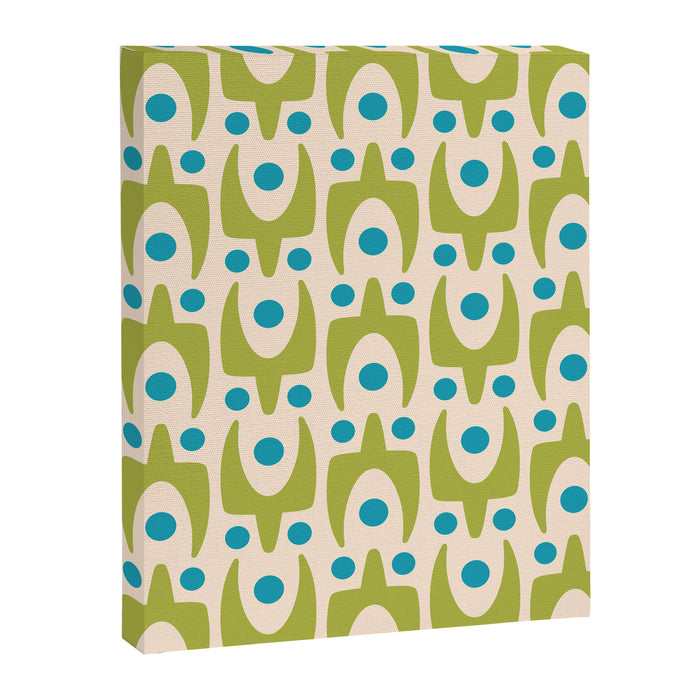 Mid Century Modern Scandinavian Abstract 152 Turquoise and Chartreuse Canvas Print Gallery Image 1