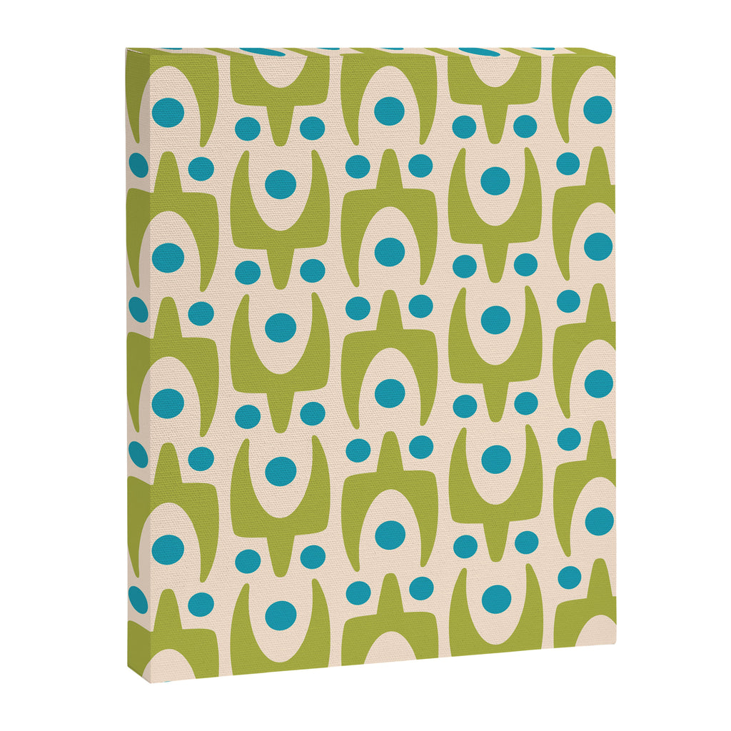 Mid Century Modern Scandinavian Abstract 152 Turquoise and Chartreuse Canvas Print Gallery Image 8