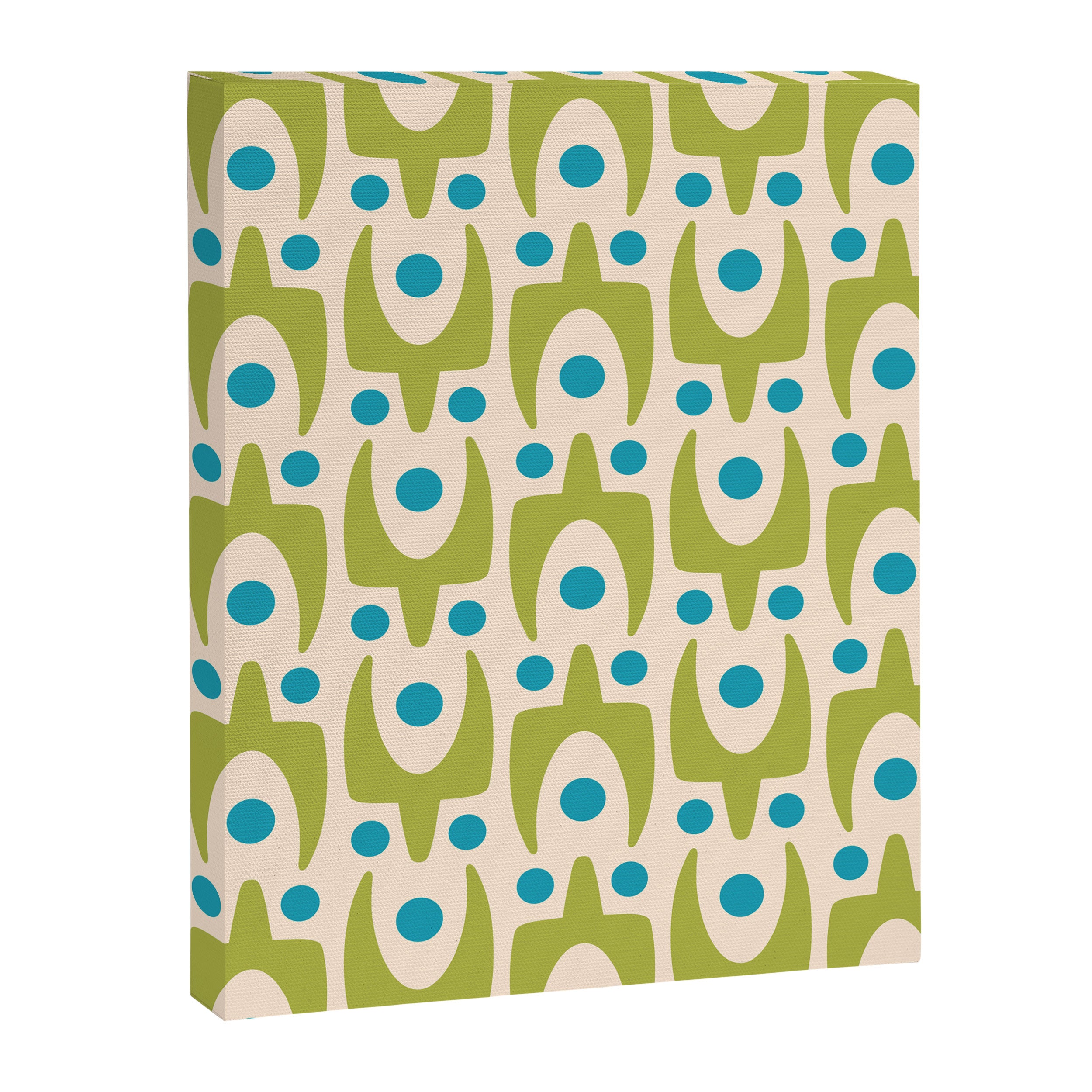 Mid Century Modern Scandinavian Abstract 152 Turquoise and Chartreuse Canvas Print Gallery Image 8