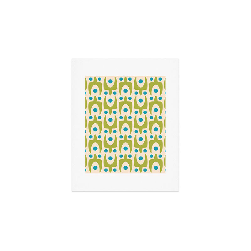 Mid Century Modern Scandinavian Abstract 152 Turquoise and Chartreuse Art Print Gallery Image 1