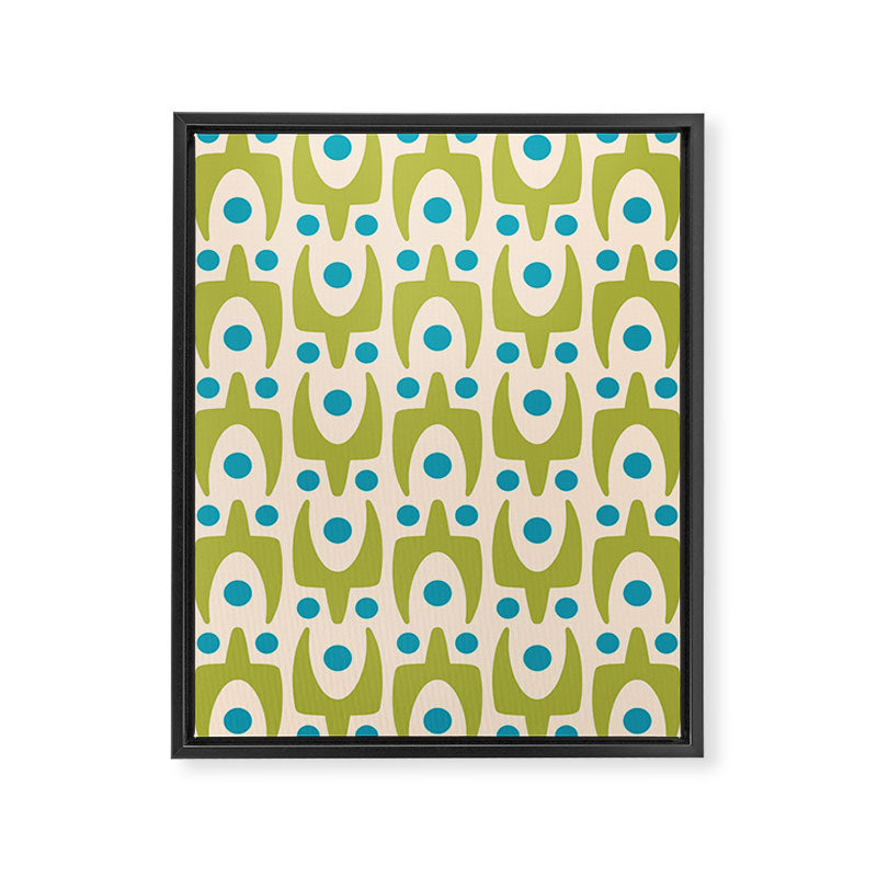 Mid Century Modern Scandinavian Abstract 152 Turquoise and Chartreuse Framed Canvas Print Gallery Image 8