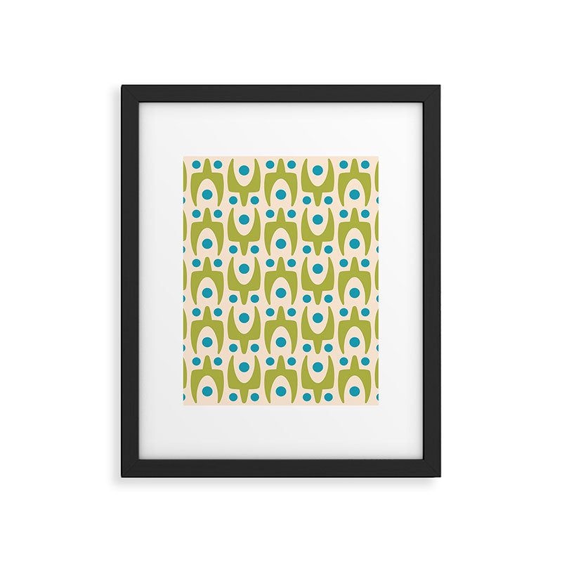 Mid Century Modern Scandinavian Abstract 152 Turquoise and Chartreuse Framed Art Print Gallery Image 6