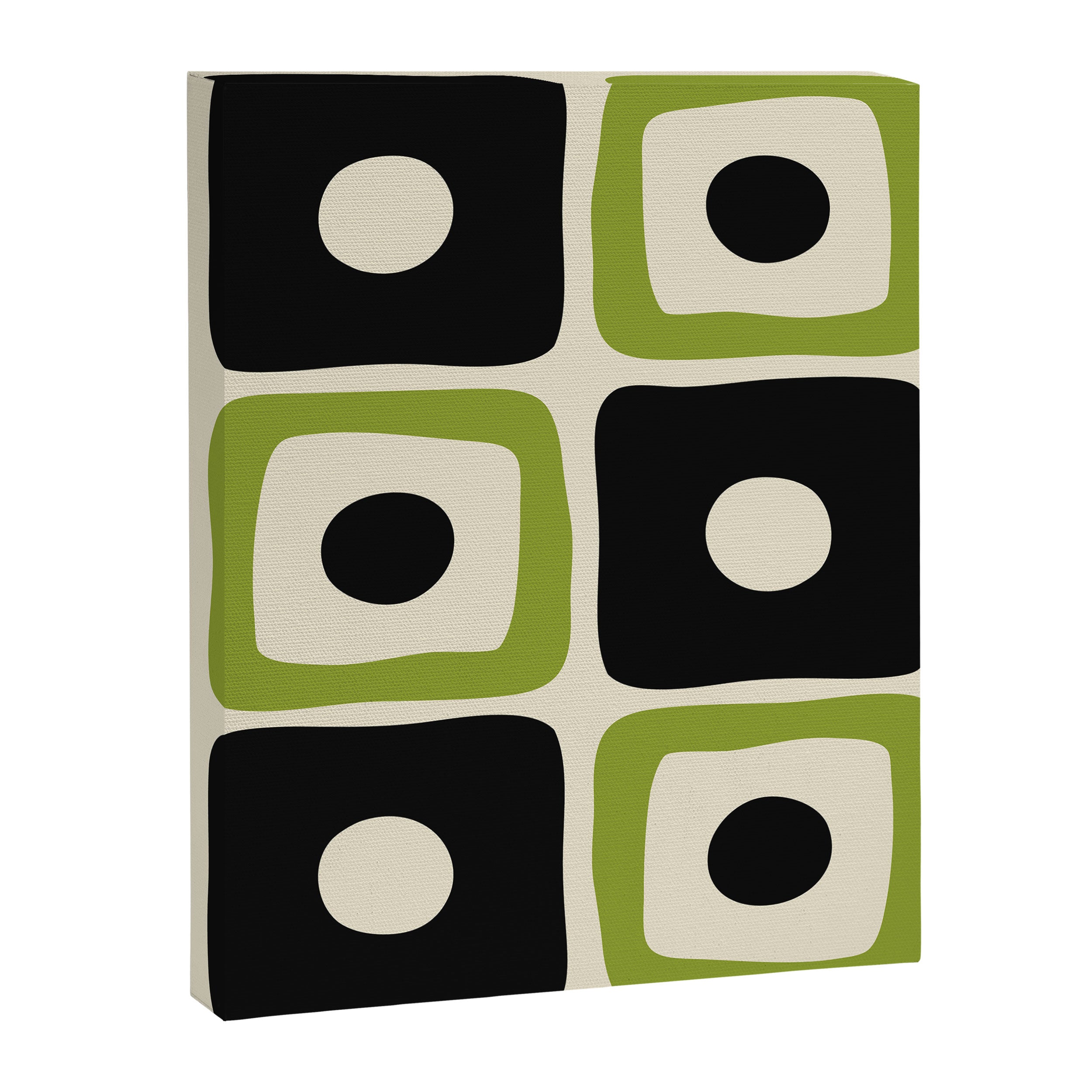 Mid Century Modern Scandinavian Pattern 592 Black and Chartreuse Canvas Print Gallery Image 8