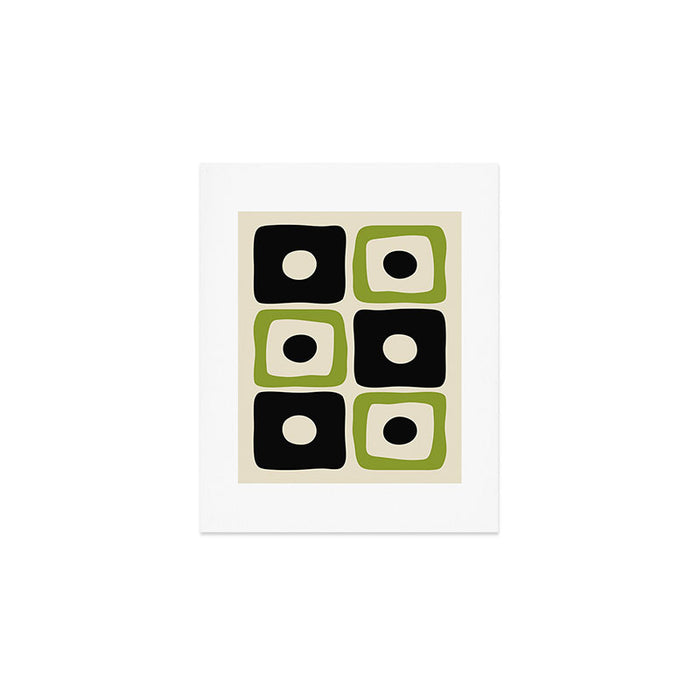 Mid Century Modern Scandinavian Pattern 592 Black and Chartreuse Art Print Gallery Image 1