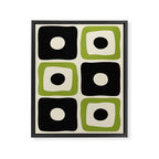 Mid Century Modern Scandinavian Pattern 592 Black and Chartreuse Framed Canvas Print Gallery Image 8