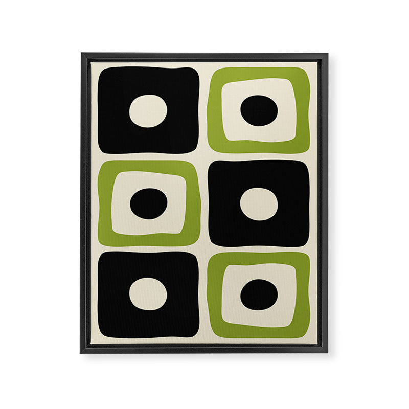 Mid Century Modern Scandinavian Pattern 592 Black and Chartreuse Framed Canvas Print Gallery Image 8