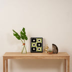 Mid Century Modern Scandinavian Pattern 592 Black and Chartreuse Framed Canvas Print Gallery Image 4