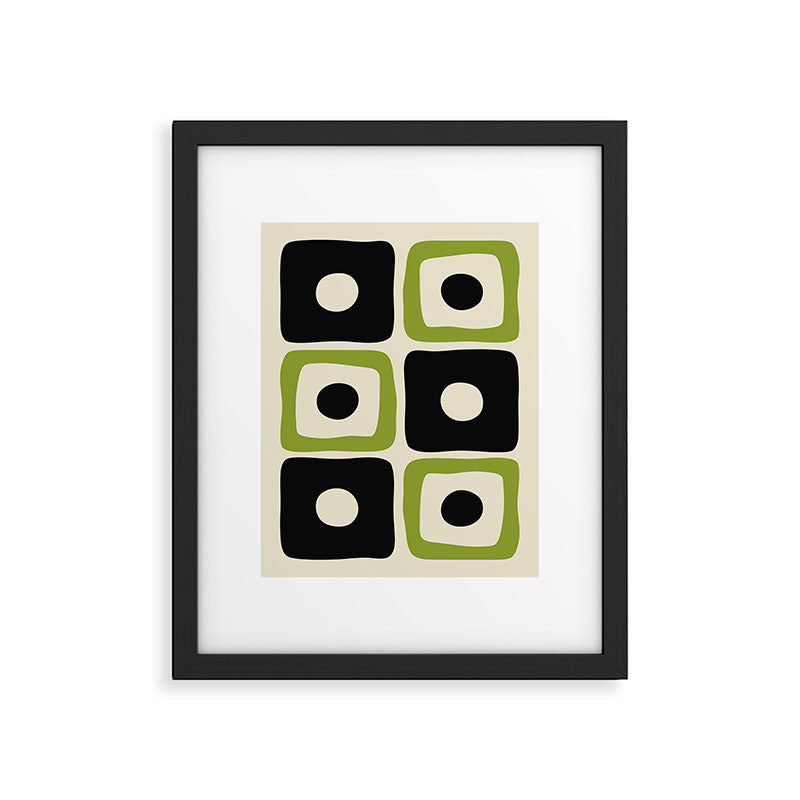 Mid Century Modern Scandinavian Pattern 592 Black and Chartreuse Framed Art Print Gallery Image 6