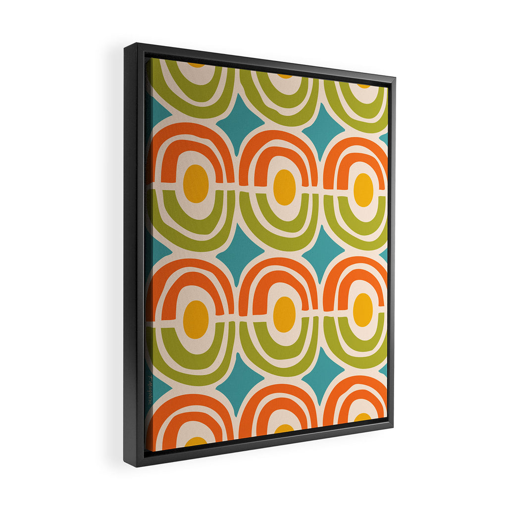 Mid Century Modern Solar Flares Pattern 2 Framed Canvas Print Gallery Image 2