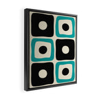 Mid Century Modern Square Dot Pattern 593 Black and Turquoise Framed Canvas Print Gallery Image 2