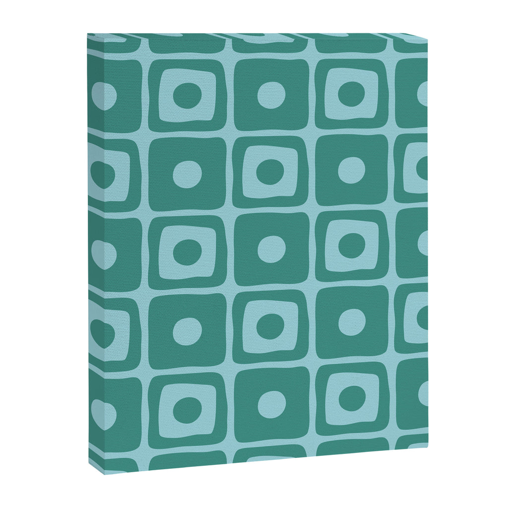 Mid Century Modern Square Dot Pattern 871 Teal and Blue Canvas Print Gallery Image 8