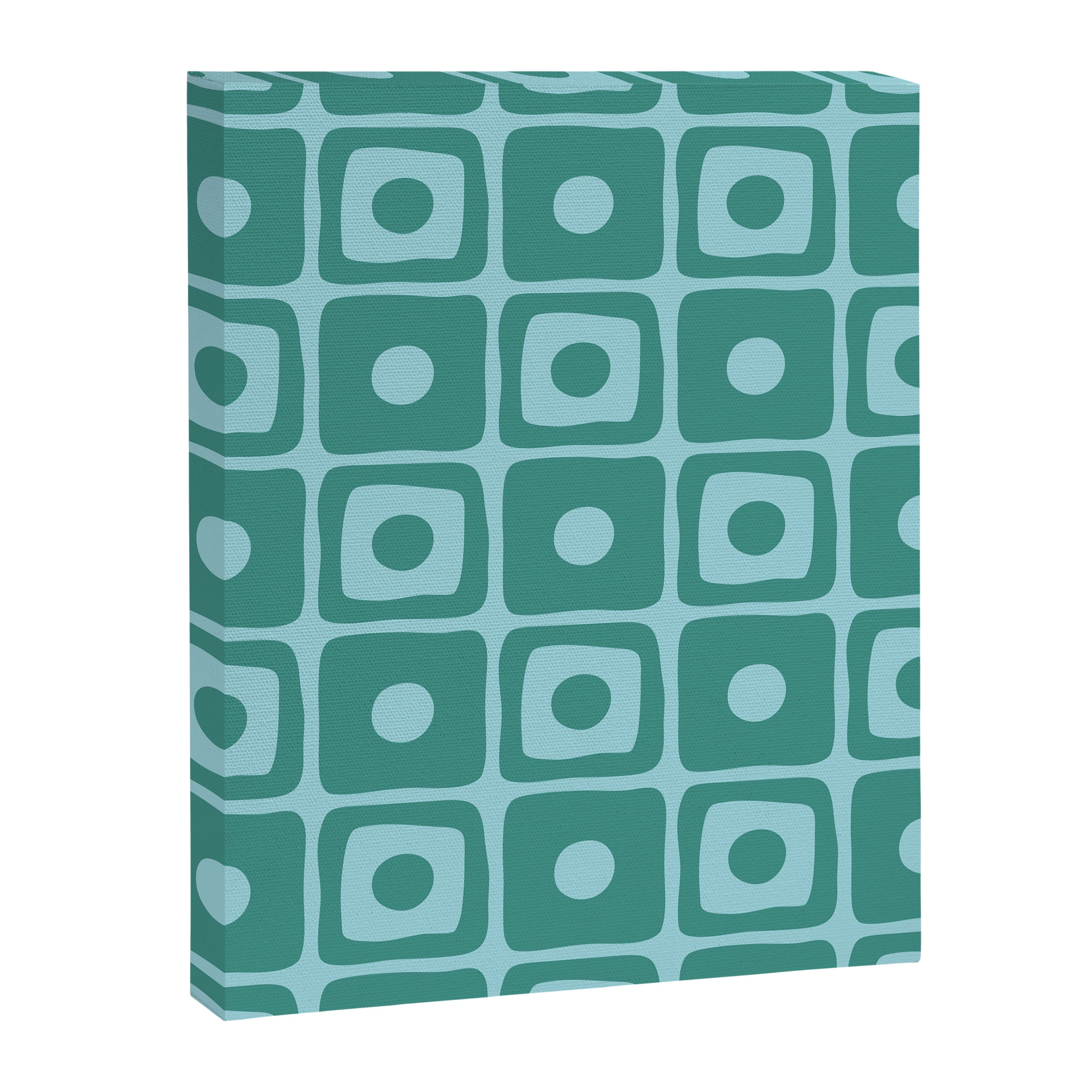 Mid Century Modern Square Dot Pattern 871 Teal and Blue Canvas Print Gallery Image 8