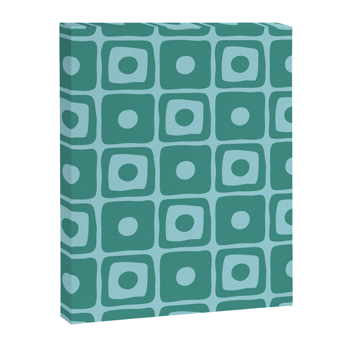 Mid Century Modern Square Dot Pattern 871 Teal and Blue Canvas Print Gallery Image 1