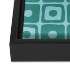Mid Century Modern Square Dot Pattern 871 Teal and Blue Framed Canvas Print Gallery Image 3