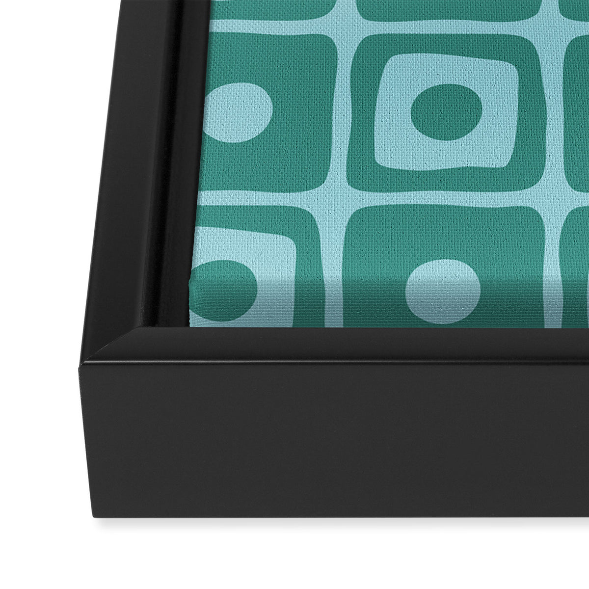 Mid Century Modern Square Dot Pattern 871 Teal and Blue Framed Canvas Print Gallery Image 3