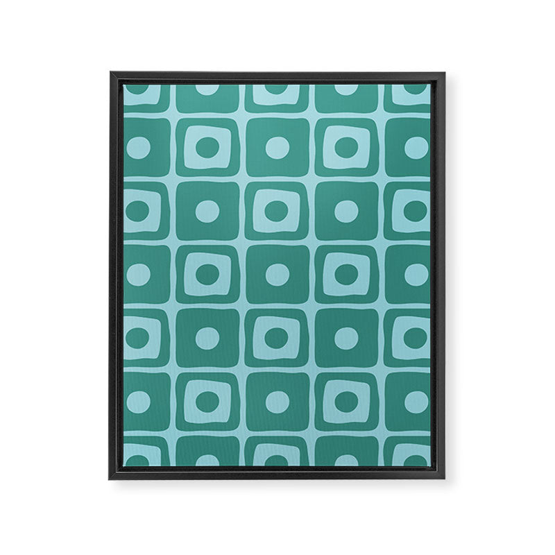 Mid Century Modern Square Dot Pattern 871 Teal and Blue Framed Canvas Print Gallery Image 8