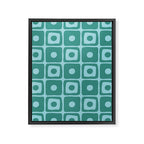 Mid Century Modern Square Dot Pattern 871 Teal and Blue Framed Canvas Print Gallery Image 8