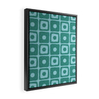 Mid Century Modern Square Dot Pattern 871 Teal and Blue Framed Canvas Print Gallery Image 2